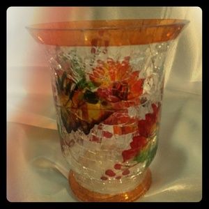 Cracked Glass Hurricane candle holder/vase